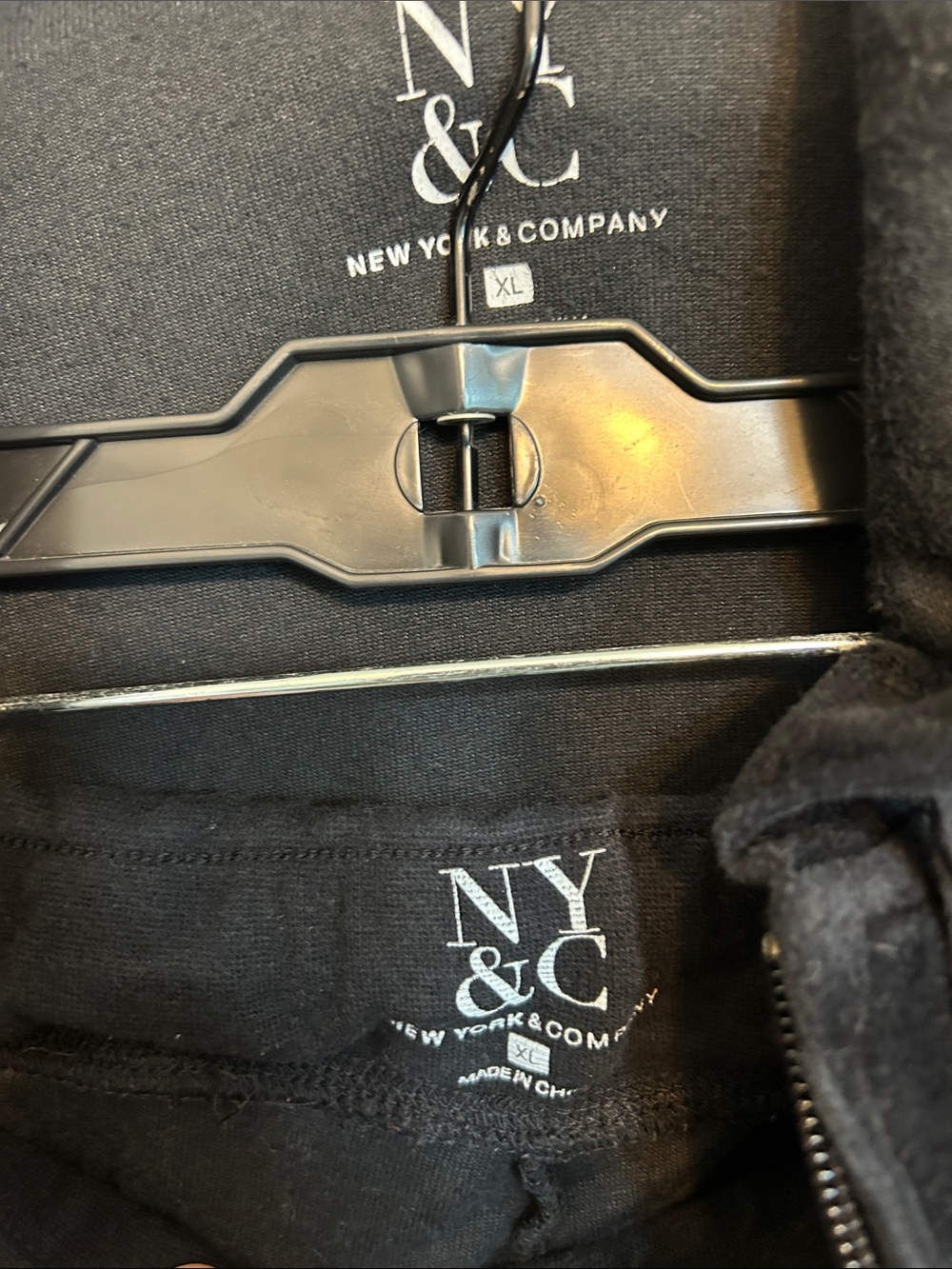 New York & Company Black Velour Zip-Up Hoodie Set - Picture 3 of 4